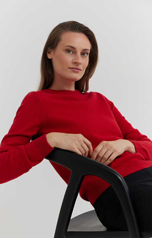 Melanżowy sweter z wełną