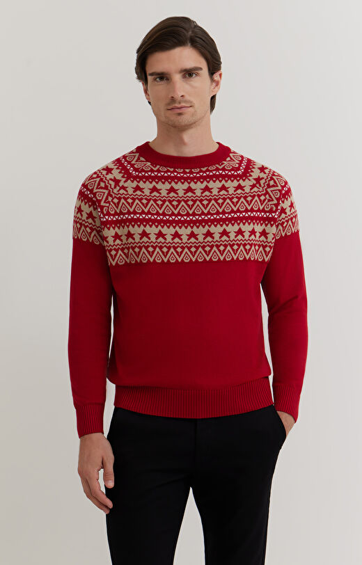 Sweter z bawełny z geometrycznym nadrukiem