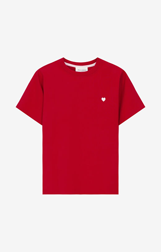 T-shirt z haftem z bawełny merceryzowanej