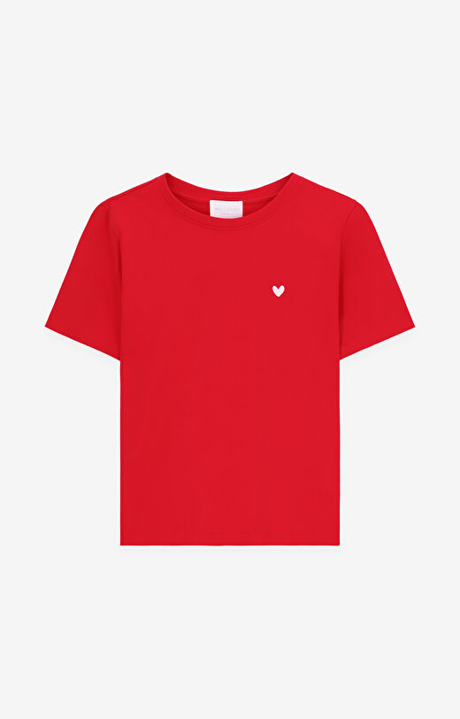 T-shirt z bawełny merceryzowanej z haftem