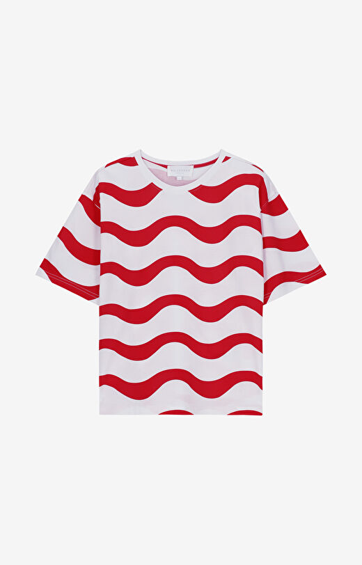 T-shirt z merceryzowanej bawełny organicznej z nadrukiem