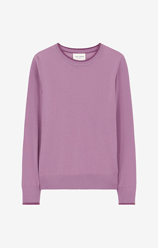 Sweter z kontrastem z wełny merino