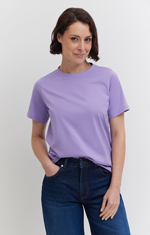 T-shirt regular z bawełny merceryzowanej