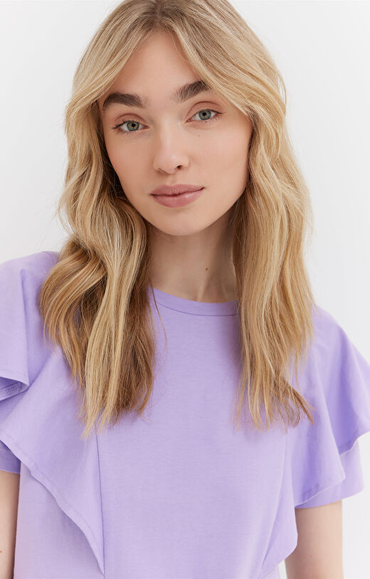 T-shirt z bawełny organicznej z falbanką