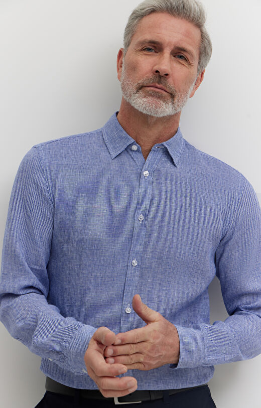 Lniana koszula w mikrowzór