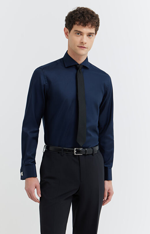 Koszula na spinki z diagonalnej bawełny