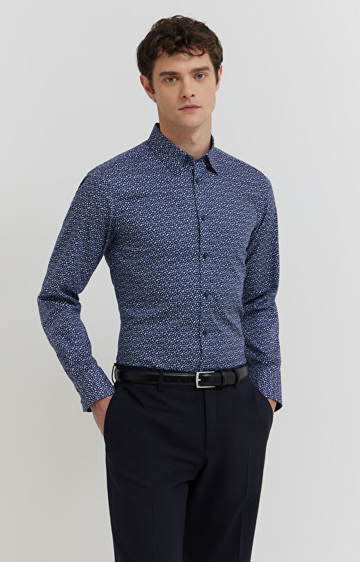 Koszula z bawełny organicznej w mikrowzór