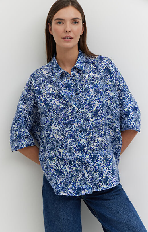 Lniana koszula z krótkim rękawem