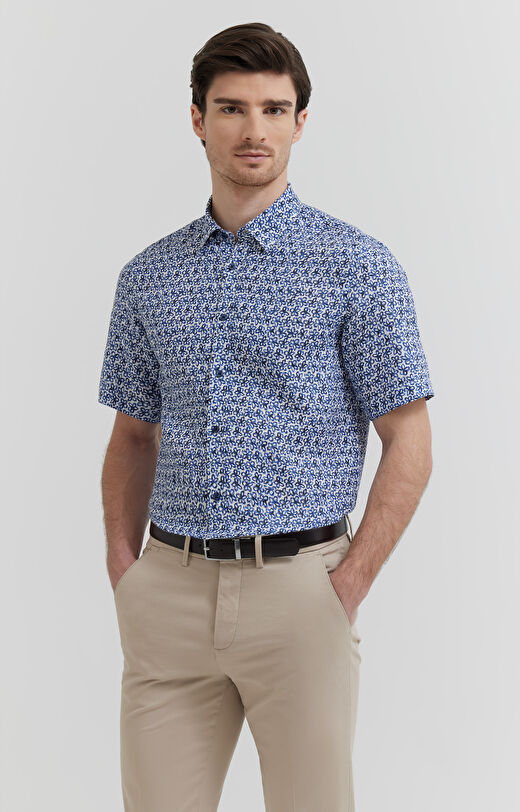 Lniana koszula z krótkim rękawem