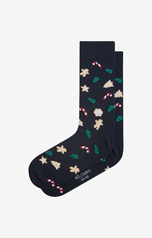 Skarpety z bawełną organiczną w  świąteczny wzór