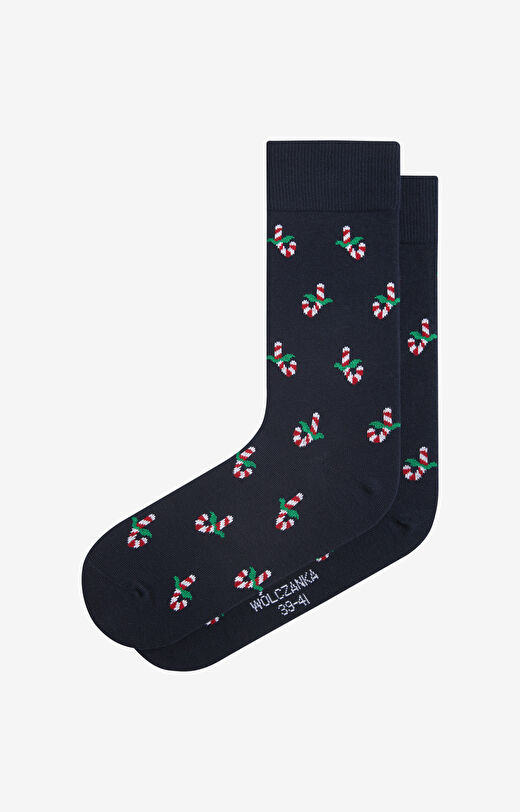 Skarpety z bawełną organiczną w  świąteczny wzór