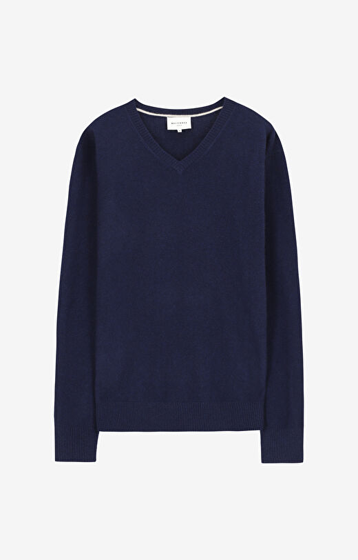 Wełniany sweter v-neck z kaszmirem