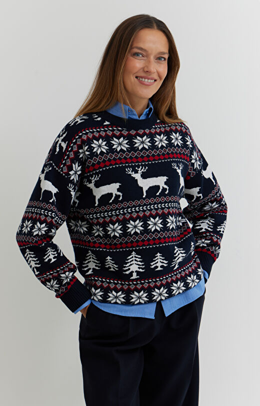 Sweter z bawełny z nadrukiem