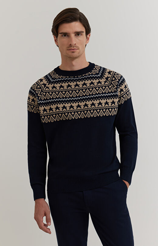 Sweter z bawełny z geometrycznym nadrukiem