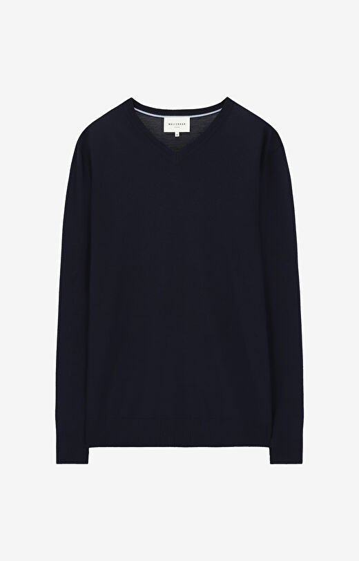 Sweter v-neck z wełny merino