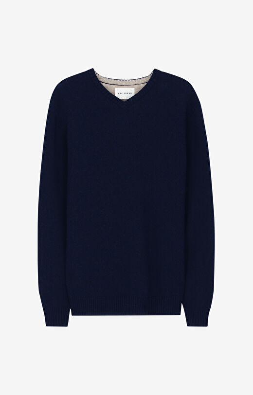 Melanżowy sweter v-neck z wełny