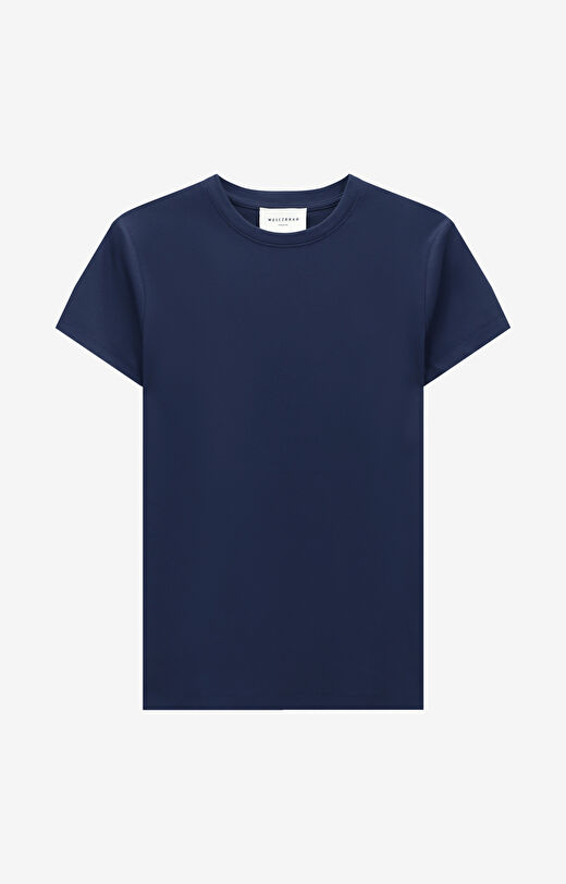 T-shirt slim z bawełny merceryzowanej