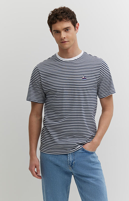 T-shirt z bawełny merceryzowanej z haftem