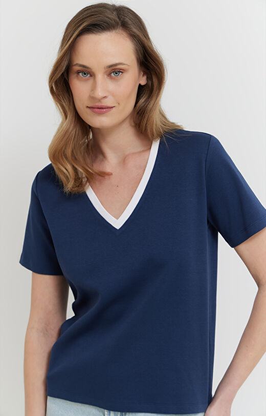 T-shirt z bawełny organicznej z kontrastem