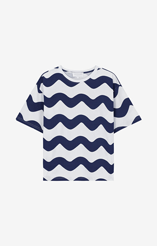 T-shirt z merceryzowanej bawełny organicznej z nadrukiem