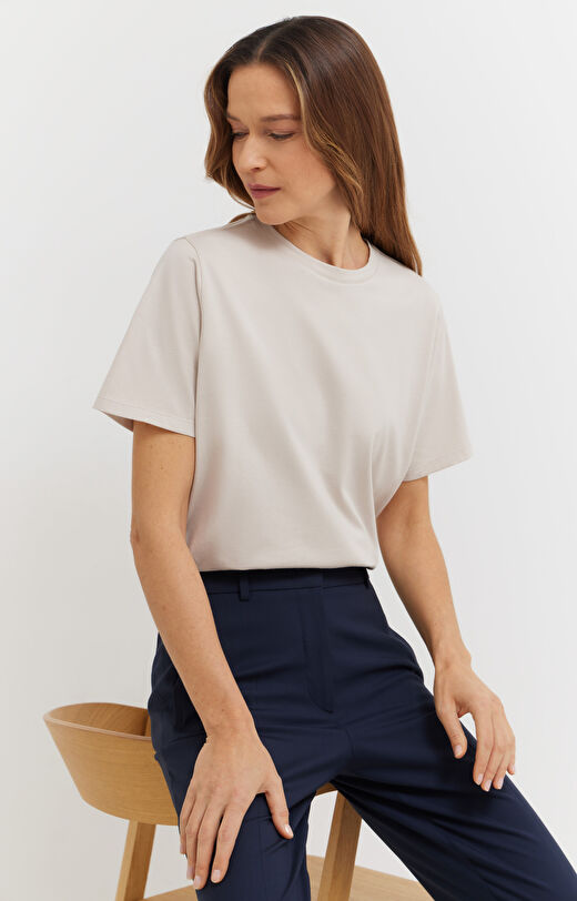 Gładki t-shirty z bawełny supima