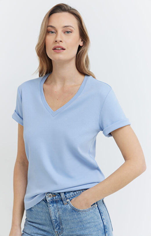 Gładki t-shirt z bawełny organicznej