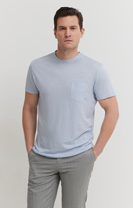 T-shirt z mieszanki lnu i wiskozy