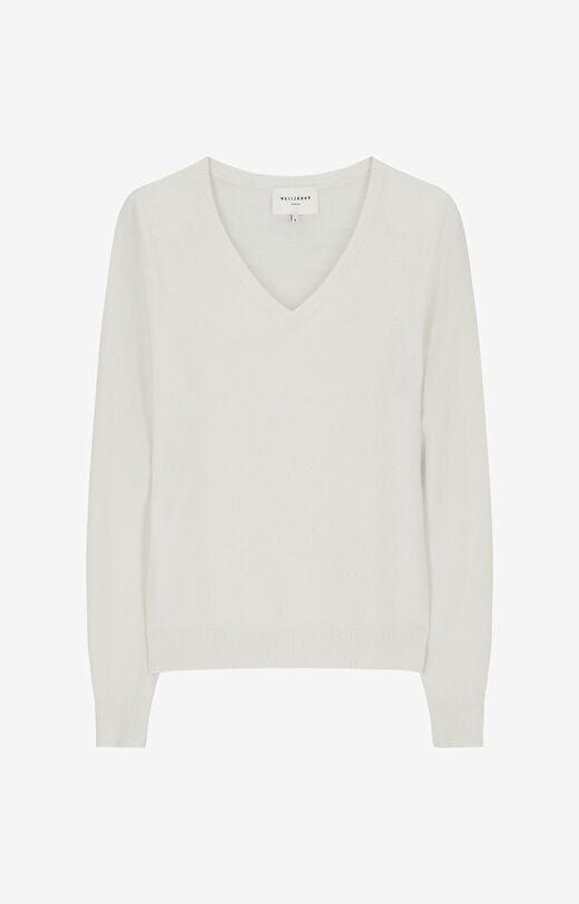 Sweter v-neck z wełny merino
