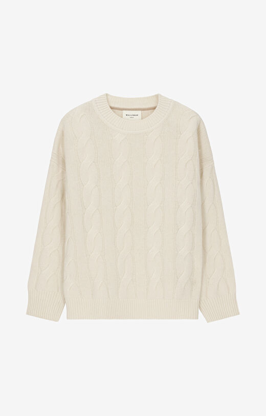 Sweter z wełny merino z warkoczowym splotem