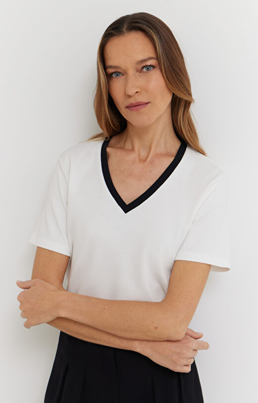 T-shirt z bawełny organicznej z kontrastem