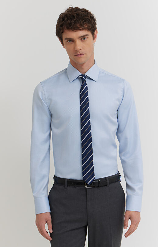 Koszula z bawełny egipskiej w diagonalny wzór