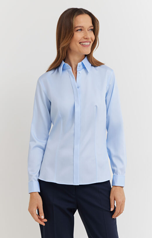 Koszula z satynowej bawełny na spinki