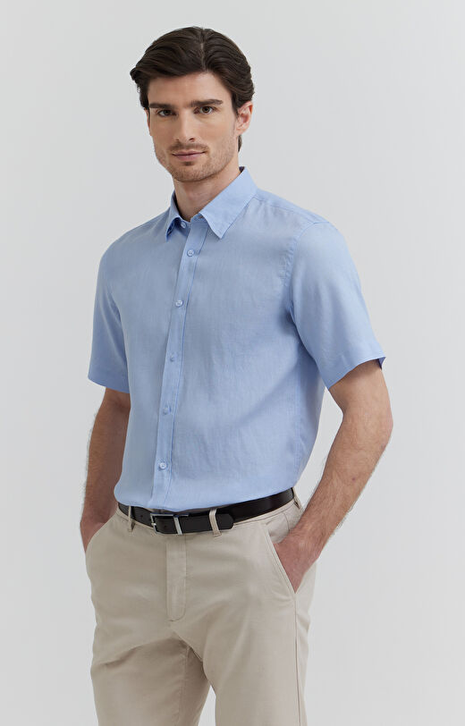 Lniana koszula z krótkim rękawem