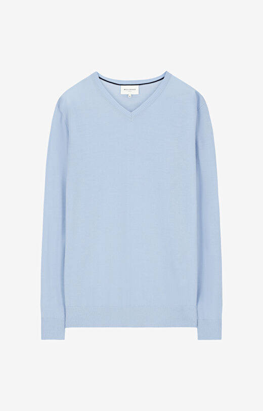 Sweter v-neck z wełny merino