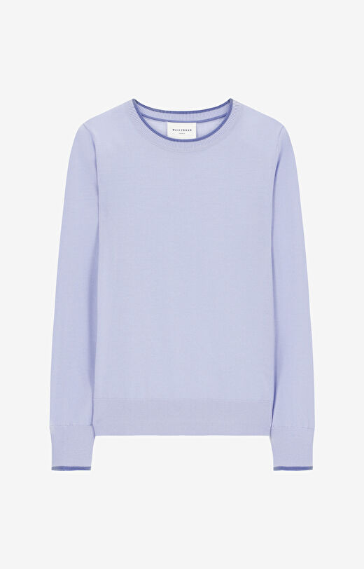 Sweter z kontrastem z wełny merino