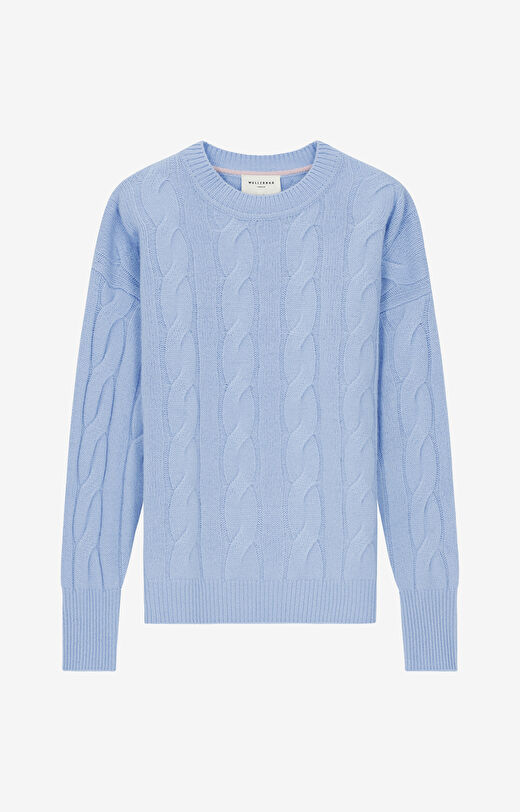 Sweter z wełny merino z warkoczowym splotem