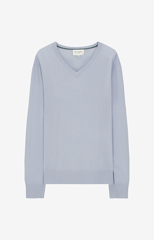 Wełniany sweter v-neck z kaszmirem