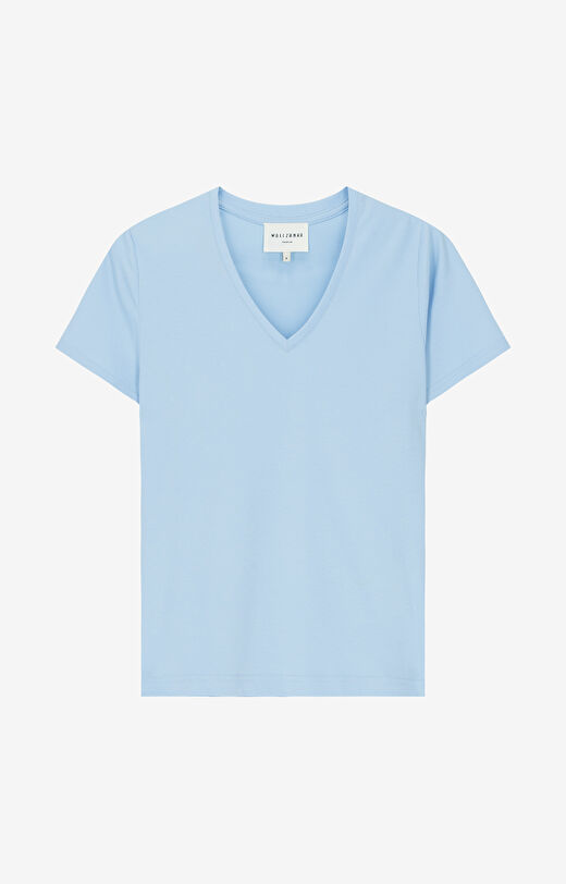 T-shirt v-neck z bawełny podwójnie merceryzowanej