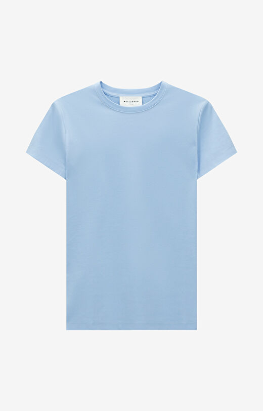 T-shirt slim z bawełny merceryzowanej