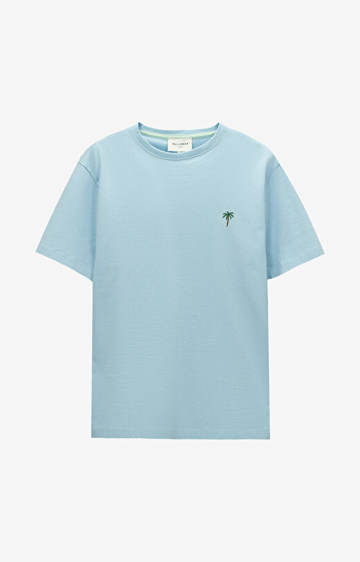 T-shirt z bawełny merceryzowanej z haftem