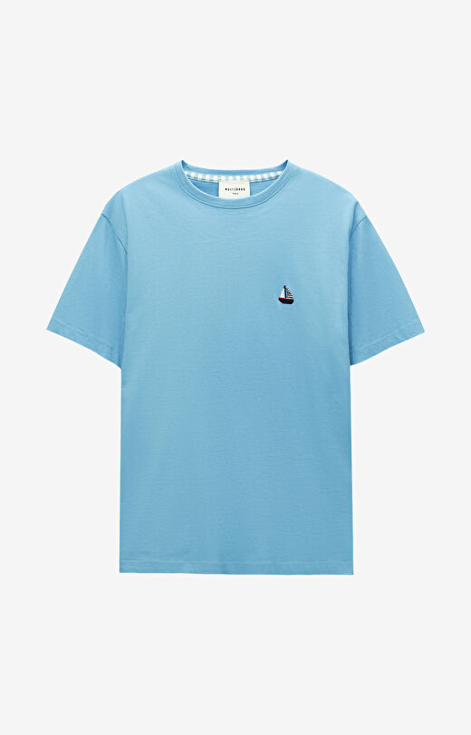 T-shirt z bawełny merceryzowanej z haftem