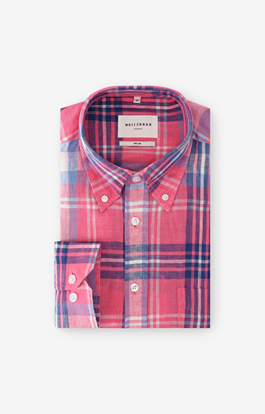 Koszula lniana w kratę