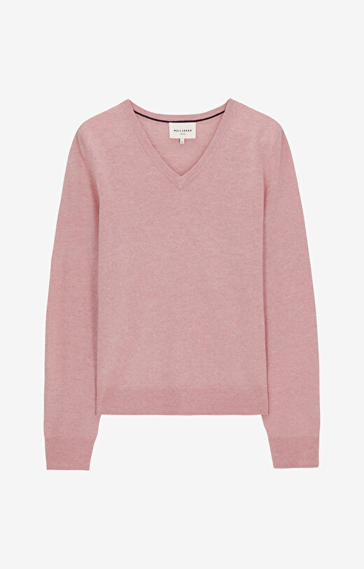 Sweter v-neck z melanżowej wełny merino
