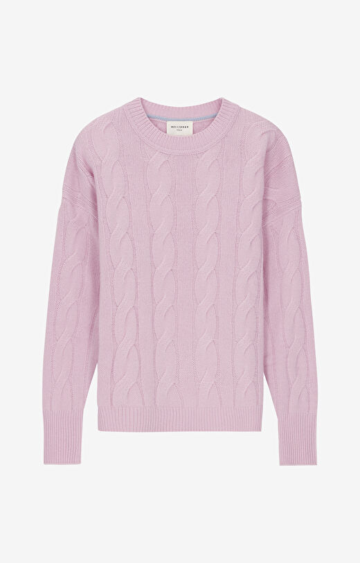 Sweter z wełny merino z warkoczowym splotem