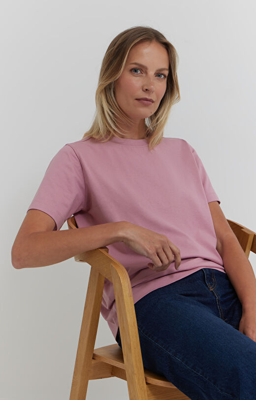 T-shirt regular z bawełny merceryzowanej
