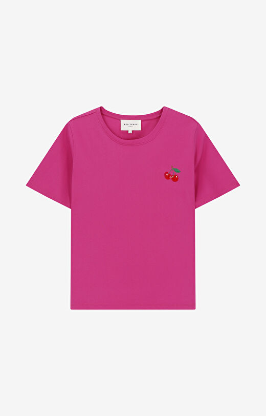 T-shirt z haftem z bawełny merceryzowanej