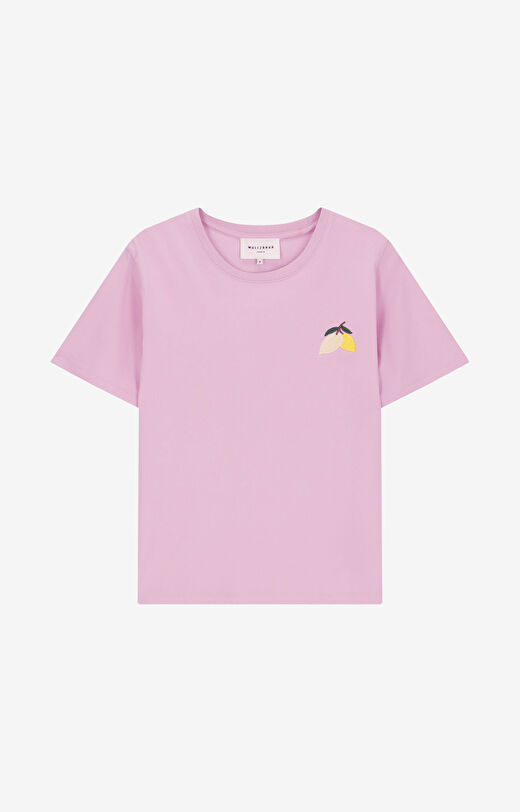 T-shirt z haftem z bawełny merceryzowanej