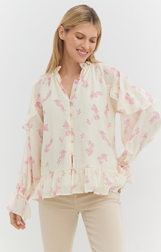Bluzka z falbanami w kwiaty