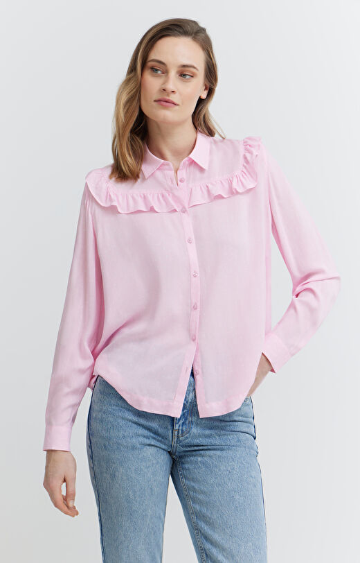 Koszula z wiskozy z falbanką