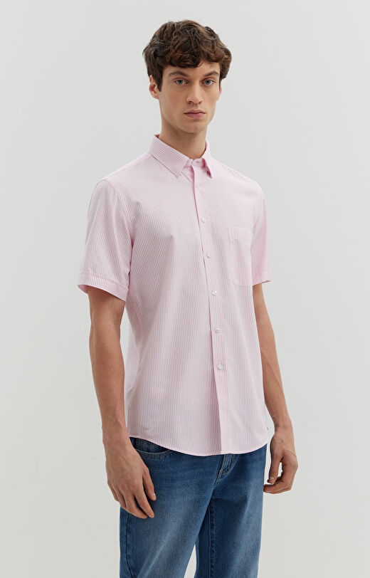 Koszula z krótkim rękawem w prążki